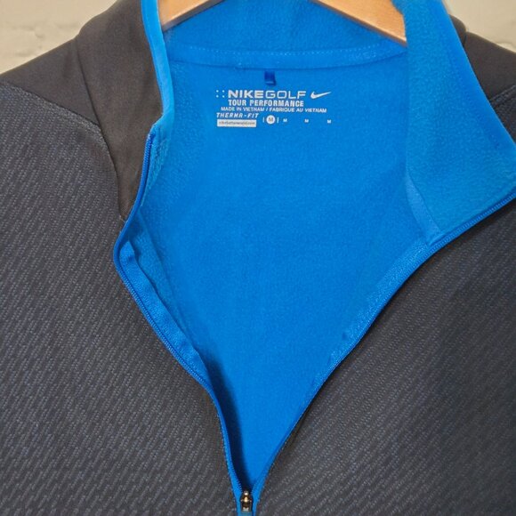 Nike Golf Tour Performance Therma-FIT 1/4 Zip Pullover, Men's Medium Gray/Blue - Picture 3 of 5